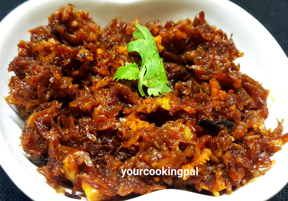 Sukha Javla – Dried Prawns with onion and tomato